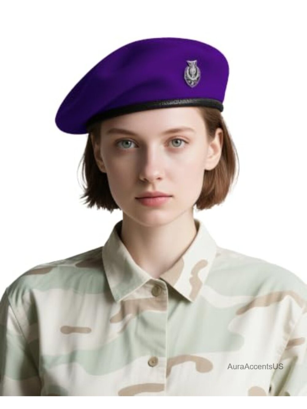 Wool Beret Hat Unisex Army Vintage Adjustable